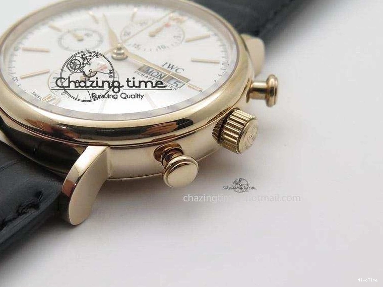 MIROTIME 0131 Portofino Chrono RG White Dial on Black Leather Strap A Vibrant 7385